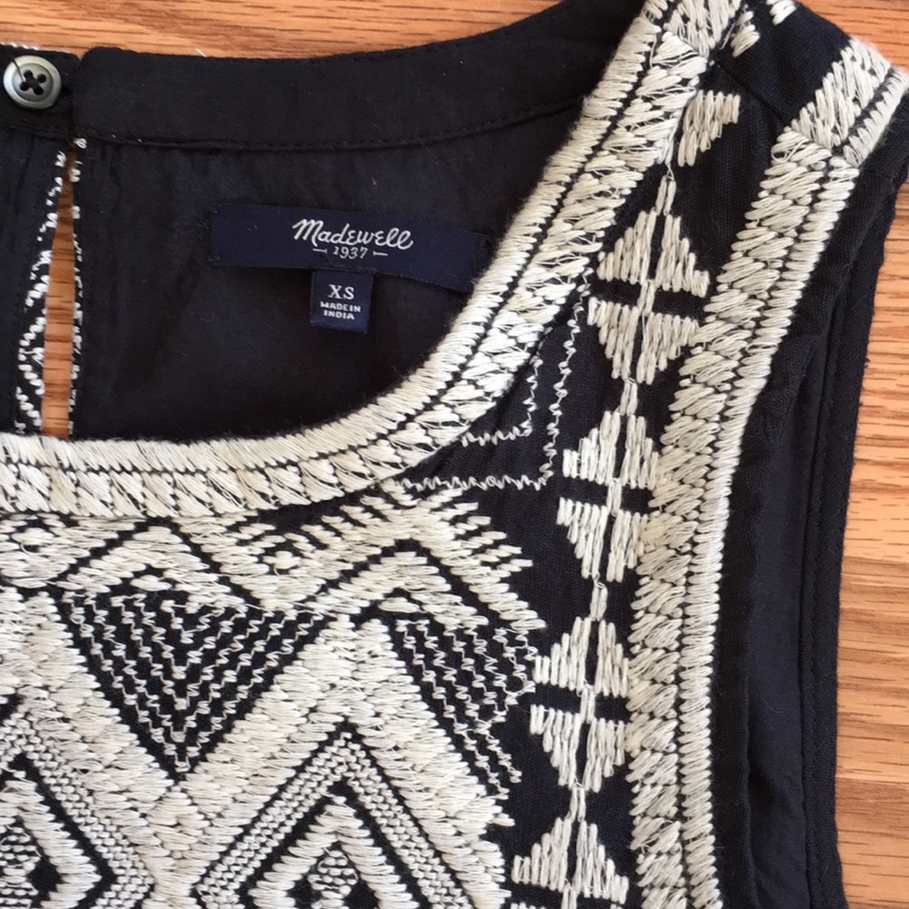 NWOT Madewell Blk Cotton Embroidered Dress. Sz XS. - Picture 3 of 7